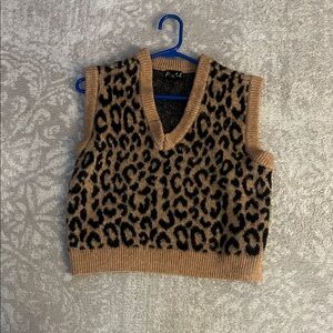 Marled Tan and Black Knit Vest